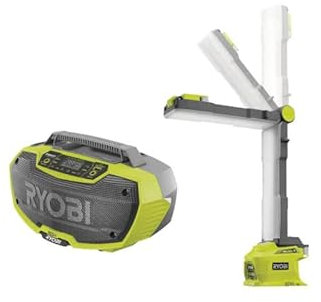 Pack RYOBI Radio d'atelier stéréo 18V One+ R18RH-0 - Lampe led modulable 18V One+ 850 Lumens R18ALF-0