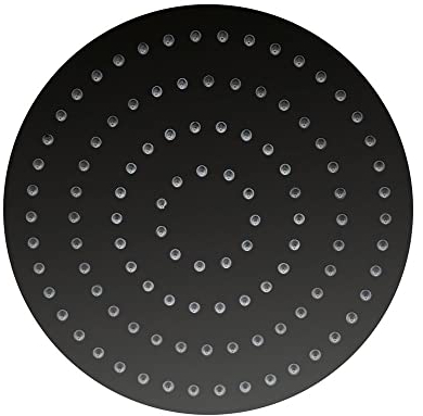Stilform Luxus Edelstahl Regendusche Rund in 30 cm ULTRAFLACH in Schwarz Matt, Regenduschkopf für Wand- oder Deckenmontage, Brausekopf mit 210 Antikalk-Düsen, Einbauduschköpfe Bad Wassersparend