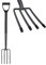 zeeyrak Heavy Duty Garden Fork, Carbon Steel Extra Sharp Digging Fork 4 Tines, Lightweight Garden Fork Ergonomic Design Grey Border Fork
