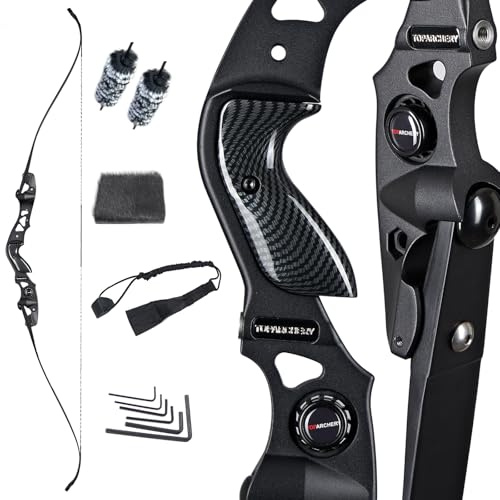 TOPARCHERY 62 Black Hunter Recurve Bow, ILF Interface Shock Absorption Takedown Hunting Recurve Bow for Adult & Youth Beginner, Longbow Archery Set for Outdoor Target Hunting Practice-60LBS-Black