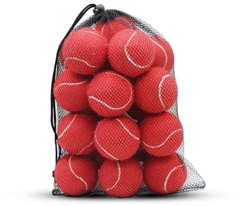 SHYUJAJIE Tennis Balls, 20 Pack Training Tennis Balls,High Elasticity Practice Tennis for Beginner, Exercise Playing Balls for Pet Dog (Red)