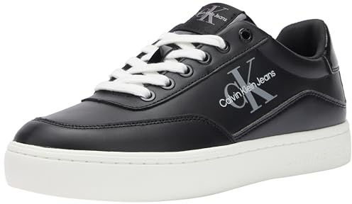 Calvin Klein Donna Sneakers con Suola Preformata in Pelle, Nero (Black/Bright White), 37