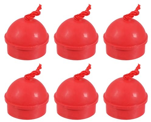 PATIKIL Porta Tiza para Taco, Pack de 6 Porta Tizas de Billar de Goma Antideslizante con Cordón, Estuche para Tizas de Puntas de Taco de Billar, Rojo