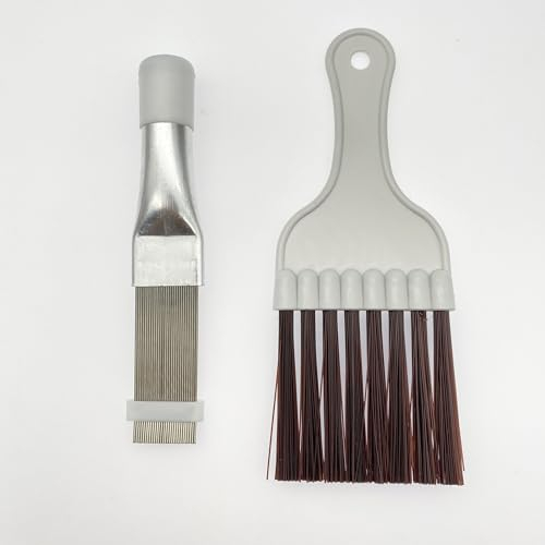 JZK 2PCS Air Conditioner Condenser Fin Cleaning Brush, Tumble Dryer Cleaning Brush, Refrigerator Coil Cleaning Whisk Brush, Stainless Steel AC Fin Comb ﻿