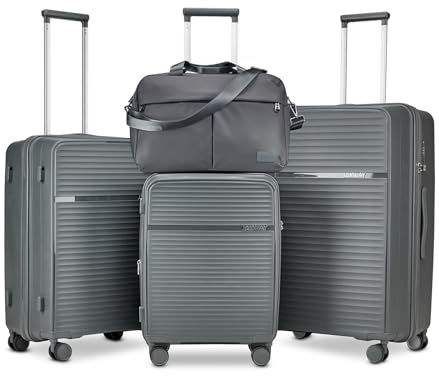 Joyway Juego de 4 Maletas, Equipaje Set de Cabina Viaje, Ultraligero ABS Rígidas Giratorias de 360°, Trolley Maleta Expandibles con Cerradura TSA Incluidas 1 Bolsa Impermeable