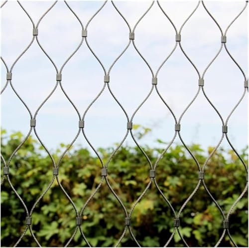 Wzmazingly Maschendrahtzaun Höhe 0,7m/0,9m/1,1m Edelstahl-Gartennetze Schlagfestes Seilnetz Flexibel Garten Bauernhof Begrenzung Zaun(1.1x3m)