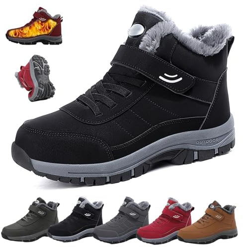 Orthoboot Ergonomic Winter Boots,Waterproof Non-Slip Trekking Hiking Shoes Women Men,Anti-Slip Cushioning Mountaineering Orthopedic Shoes (Black,41)