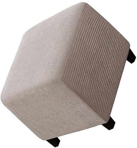 ZGantrix Funda Otomana Puff Cuadrada Redonda Elástica Funda de Reposapiés de Sofá 40x40 /45x45/50x50 Funda para Taburete Elástica Extraíble Moderno Protector de Puff con Parte Inferior Elástica