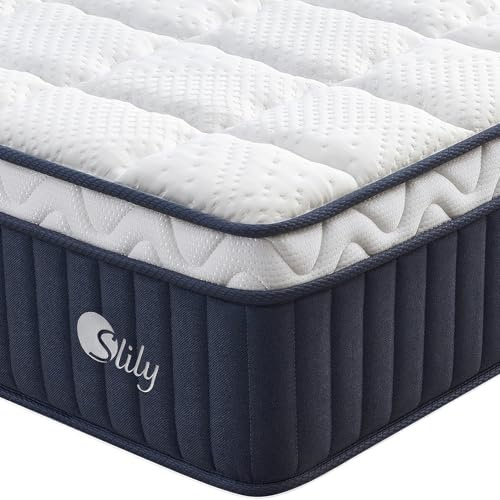 slily 12 Inch Single Mattress for Back Pain, 3ft Hybrid Mattresses with Supportive & Comfortable, 7-Zone Pocket Sprung Memory Foam Cooling Bed Mattress, 30cm Deep Medium Firm 90 X 190cm