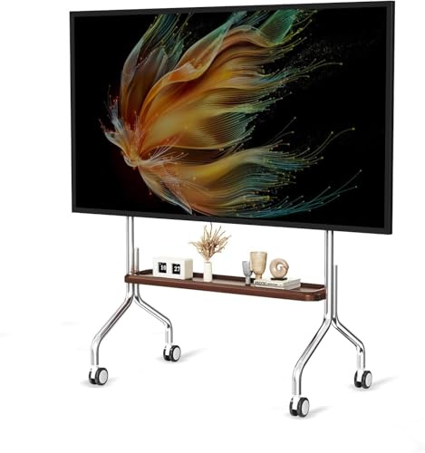 Mobile TV Cart Easel Rolling TV Stand for 32 to 75 Inch LCD LED OLED Flat Panel Screens, Stainless Steel with Wheels 110 Lbs Max VESA 600x400mm