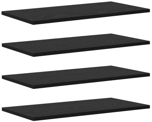 vidaXL Regalbrett 4 pcs Schwarz 60 x 30 x 1,5 cm Holzwerkstoff, Moderner Bücherregal, rechteckige Ablage für’s Wohnzimmer, funktional und stylisch mit klaren Linien
