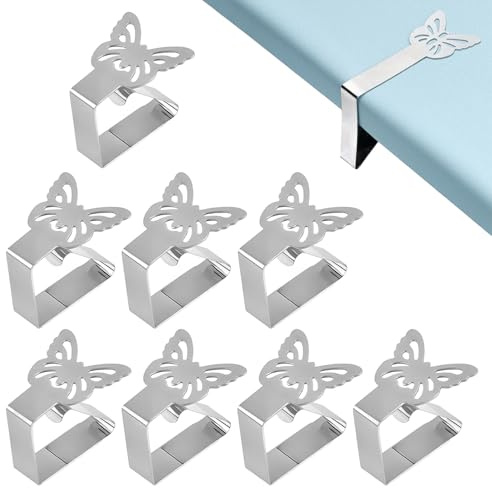 Nevoluxer 8 Unidades Pinzas sujeta manteles de Mesa Exterior, Pinzas manteles para manteles de hasta 3.5 cm. Ideal jardín, Patio y terraza.