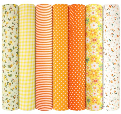 AOOSA 7 pezzi Quadratini di Stoffa 50cm x 50cm, 100% Patchwork Cotone Tessuto, Tessuti Motivi Stampati Stoffe, Quadrati Pretagliati Floreali per Cucito Creativo, Artigianali, Decorazioni Fai da Te