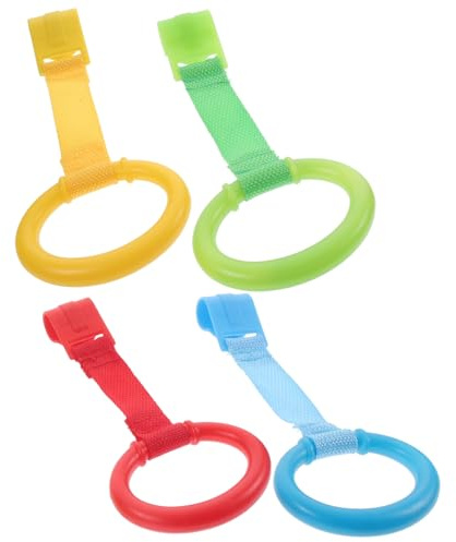 Mikinona 4 Piezas Anillos de Tracción para Bebés Herramientas para Ayudar Caminar Anillo Colgante para Cuna de Tiro para Aprender Caminar de Seguridad para Pequeños