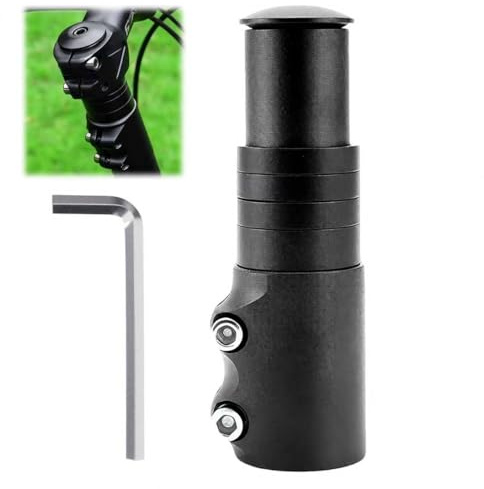 Bike Stem Riser Handlebar Extender, Bicycle Fork Stem Extension for Posture Correction & Neck Relief, Adjustable Head Up Adapter for MTB, Road & City Bikes, 124mm Aluminium Alloy fits 1-1/8 (28.6mm)