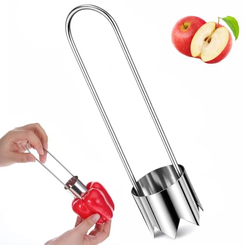 JJUNW Apple Corer, Stainless Steel Apple Core Remover Tool, Pineapple Corers And Slicer Bell Pepper Corers, Kitchen Gadgets Pepper Seed Corer Remover for Vegetable Fruit(1Pcs)