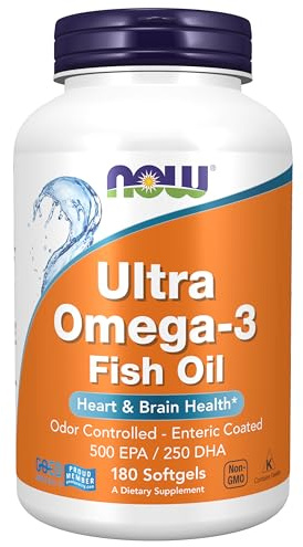 NOW Foods Supplements, Ultra Omega-3 Molecularly Distilled and Enteric Coated, 180 Softgels