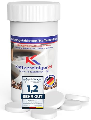Rengöringstabletter för helautomatiska kaffemaskiner, lämpliga för Jura, Melitta, Krups, Bosch, tillverkad i Tyskland. 30 Stück a´1,6 g