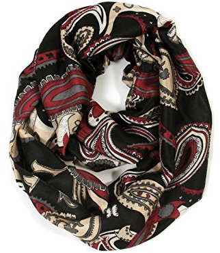Scarfand Vibrant Painting Artistic Print Infinity Scarf (Paisley Black)