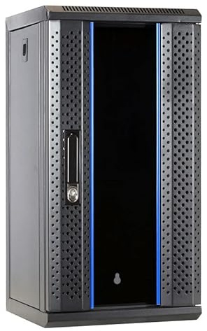 DSIT 12U 10 serverfack med glasdörr 312 x 310 x 618 mm (LXDXH) - svart - låsbart - för hem och kontor - robust konstruktion