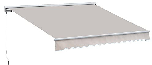 Outsunny 3 x 2.5m Electric Garden Door Awning Half Cassette Outdoor Retractable Canopy Patio Shelter w/Remote Controller Cream White