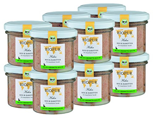 Bio Hundefutter Huhn, Reis & Karotten für Hunde 12x100g