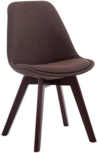 CLP Sedia Pranzo Borneo In Tessuto I Sedia Pranzo Design Nordico Imbottita, Colore:marrone, Colore del telaio:noce