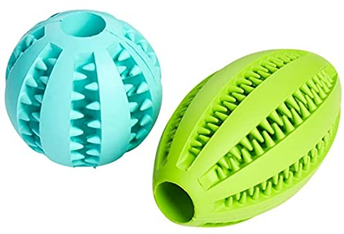 AMATHINGS Hundespielzeug Set Doppelpack Snackball und Snackrugby – Futterspielzeug Hund für intelligentes Spielen – Snackball Hund aus 100% Naturkautschuk – Leckerli Spielzeug für Hunde