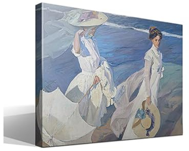 cuadrosfamosos.es Paseo a la Orilla del Mar | Joaquín Sorolla | Luminismo | Cuadro Canvas Wall Art | Impresión Giclée lienzo algodón puro | Bastidor 3cm | 55x75cm
