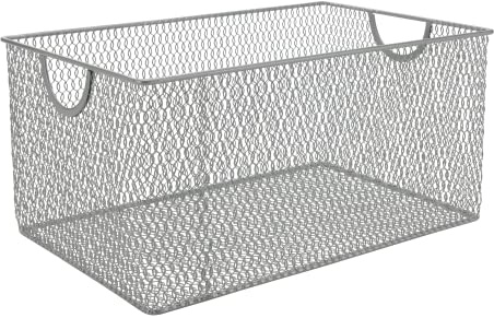 YBM HOME Kitchen Pantry Organizer Wire Basket for Shelves, Cabinets, Pantry, Countertop, Mesh Open Storage Bin Metal Basket for Organizing Food Supplies, 13.3x8.5x6.5