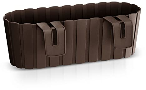 Prosperplast Boardee Hook Flower Box Balcony Flower Pot Planter 4.9 L 383 x 212 x 130 mm (Brown)