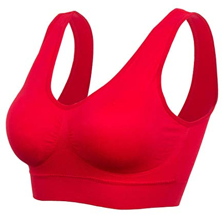 Boolavard Comfort BH - Seamless - Bustier BH - Freizeit und Sport BH, Sporttop, Nahtlos, Form Bustier Top ohne Bügel, Ahh Bra Wohlfühl (L, Rot)