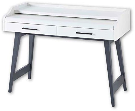 Stella Trading INNO4HOME Schreibtisch mit Schubladen, Weiß matt - Moderner Bürotisch Computertisch fürs Homeoffice mit ausziehbarer Tischplatte - 120 x 84 x 50 cm (B/H/T)
