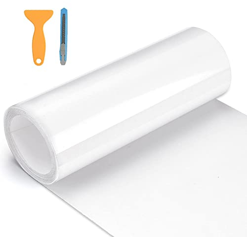 KALIWA Film de Protection de Peinture Transparent 12 cm x 200 cm pour Voiture/vélo/Moto Film Autocollant de Protection de seuil de Chargement Protection de Cadre – Transparent & sans Bulles