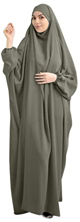 RLLJS Frauen Muslimisches Kleid Ramadan Einteiliges Gebetskleid Hijab mit Kapuze Abaya Dubai Full Cover Islam Robe African Turkey Kaftan