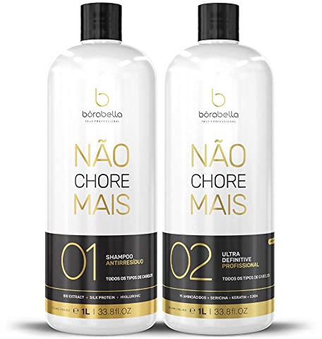 Borabella Não Chore Mais (No More Cry) Professionellt hårvårdsset, Formaldehydfri hårutjämningsbehandling med schampo och ultrautjämningsbehandling, 2 x 1 000 ml