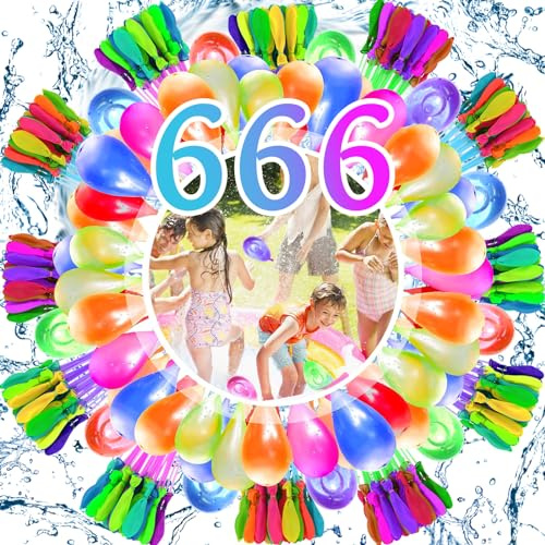 ZHHGOO 666Pcs Globos de Agua,Colores Globos Aguas,Globos Agua Autosellado,Juguetes Piscina,Bombas de Aguas para Niños y Adultos para Fiesta al Aire Libre Jardin Playa
