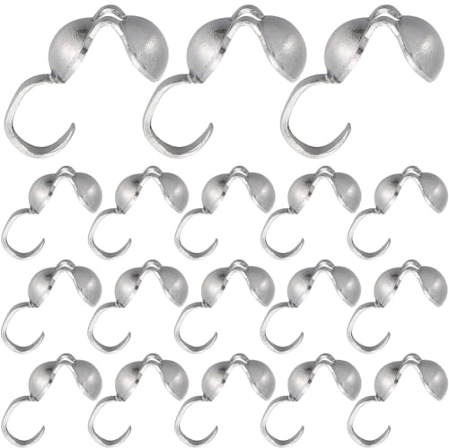 SUNNYCLUE 300 Pezzi Copri Nodo in Acciaio Inossidabile 304 - Punte di Perline Metalliche Aperte Con Tappi Terminali