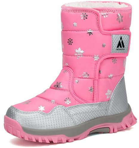 Mishansha Bottes de Neige Hiver Enfant Fille Garçon Taille 24-38 EU | Bottines,Chaude Doublé,Chaussures Neige Hiver,Antidérapant,Extérieures,Neige