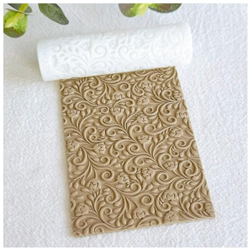 KEOKER Rullo per texture in argilla polimerica, ideale per realizzare orecchini, come fogli di texture, funziona con tagliapasta (floreale)
