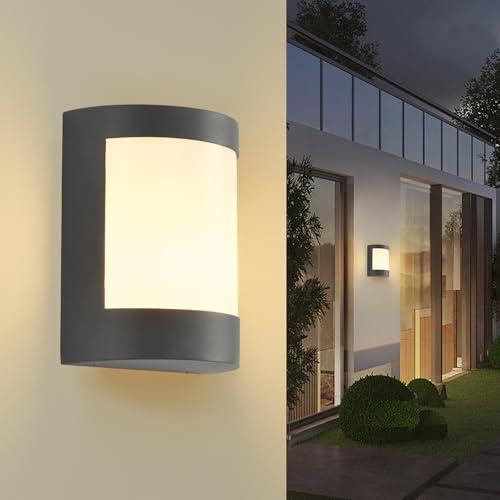 SANSHI Wandleuchte E27 Fassung Außenleuchte,Max 40W Aussenlampe,Dunkelgrau | Außenwandleuchte Aluminium,Modern Wandlampe,Ohne Leuchtmittel,IP54 Aussenleuchte Wand Für Eingang Korridor Terrasse Garten