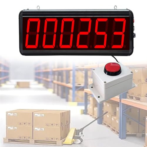 Contador de 3 pulgadas con caja de botones, contador inteligente industrial digital LED de 6 dígitos, cuenta hasta 999999, reparación de cortes de energía, para talleres, estacionamientos, fábricas