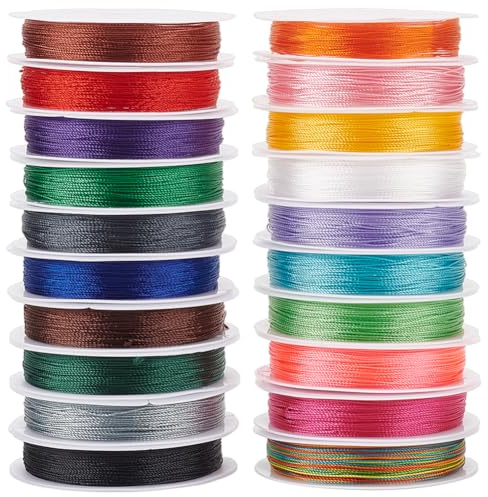 PH PandaHall 20 Couleur 200m Fil de Perles 0.4mm Cordon de Nouage Chinois Fil de Perles Tressé Cordon de Bracelet Bijoux Fil de Ficelle pour la Couture Fabrication de Bijoux Bracelet de Noël