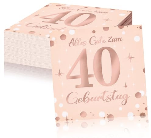 Yibat Servietten 40 Stück, Rosé Gold, Airlaid Papier, Einweg-Tischwäsche, Tischdekor, Serviette zum 40. Geburtstag