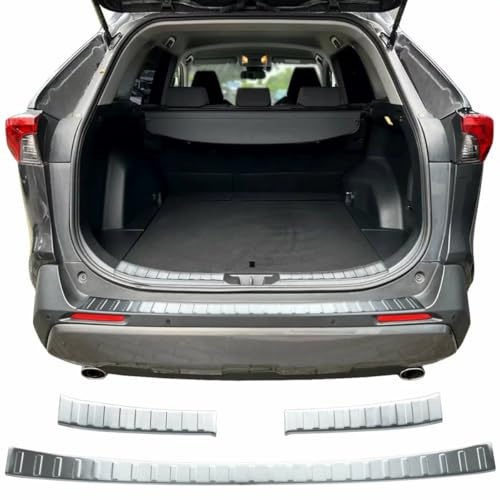 Protezione paraurti posteriore interno + esterno compatibile con Toyota RAV4 (5° generazione) | Dal 2018+ in acciaio inox opaco protezione per bordo bagagliaio di carico