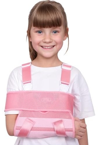 Cabestrillo Brazo,Manguito ortopédico para niños,correa ajustable para el codo,adecuado para la recuperación tras fracturas de brazo y lesiones en la zona del codo y el hombro.Rosa.XS