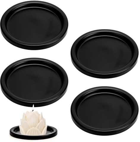 4 piattini portacandele di colore nero