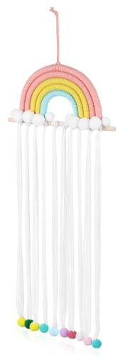 SECFOU Organizador para Colgar Pared de Pelo Lazo Arcoíris para, Soporte Resistente de Material Compuesto y Algodón y Decorar la Habitación