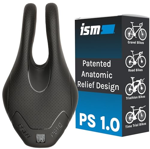 ISM PS 1.0 No Nose Bike Saddle - Firm and Noseless Bike Seat Designed for Triathletes, Time Trial Riders, and Road Racers - Patented Split Nose Bicycle Saddle Designed for Reduced Discomfort