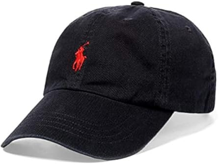 Polo Ralph Lauren Hat, Core Classic Sport Mens Cap,Black/Red Pony, One Size